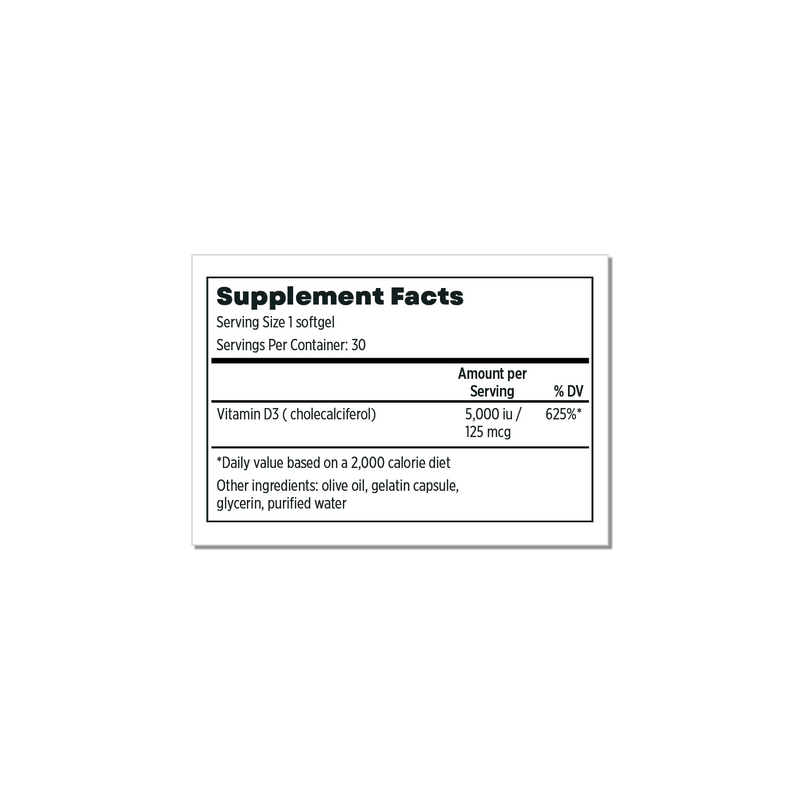Vitamin D3 5000 iu, 30 ct